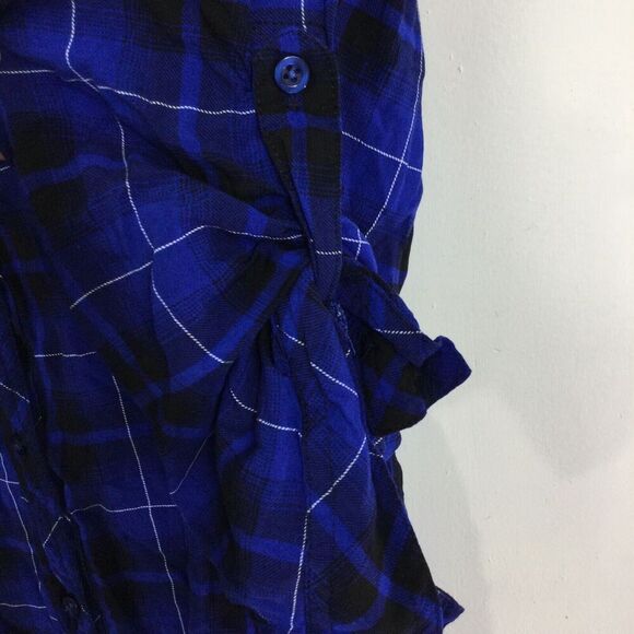 Torrid Womens Challis Plaid Long Sleeve Button Up Blouse Blue Plus Size 4X - Picture 4 of 8